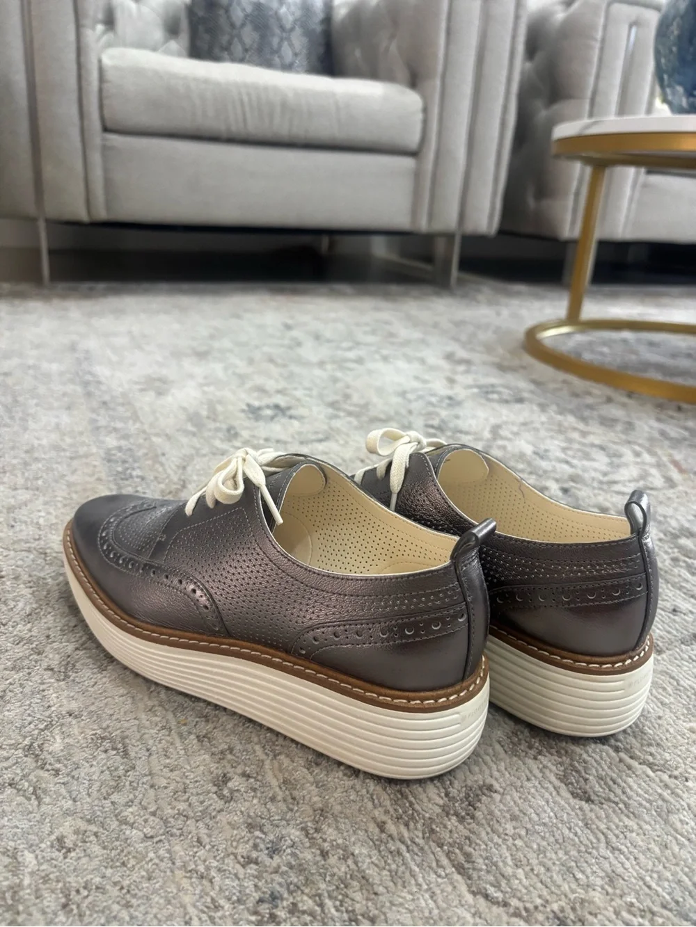 Cole Haan Men’s Dark Brown Perforated Wingtip Lace-Up Shoes